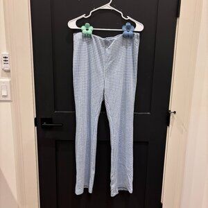 Molly Green Light Blue and White Checkered Soft Flare Pants L